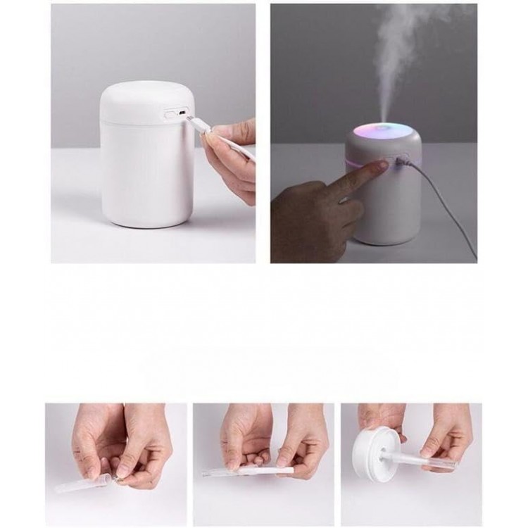 BUFFER® Usb Rengarenk Işıklı 300 ml Ulrasonik Hava Nemlendirici Buhar Makinesi Ve Hava Aroma Difüzörü Bebeciden