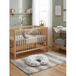 Ay Dede ve Yıldız Desenli, Fermuarlı Çıkarılabilir Kılıflı Lüx Emzirme ve Destek Minderi Gri