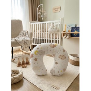 Bulut  Desenli, Fermuarlı Çıkarılabilir Kılıflı Lüx Emzirme ve Destek Minderi Kahve