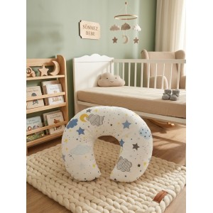 Bulut  Desenli, Fermuarlı Çıkarılabilir Kılıflı Lüx Emzirme ve Destek Minderi mavi