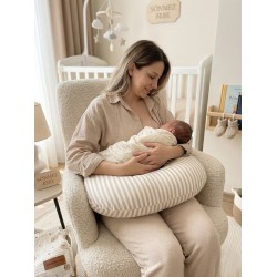 Çizgili  Desenli, Fermuarlı Çıkarılabilir Kılıflı Lüx Emzirme ve Destek Minderi Kahve 