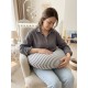 Çizgili  Desenli, Fermuarlı Çıkarılabilir Kılıflı Lüx Emzirme ve Destek Minderi Siyah