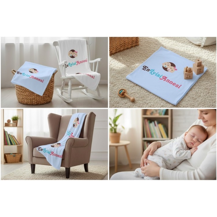 %100 Pamuklu Lüks Bebek Battaniyesi - 90x90 cm Büyük Boy - Yumuşak ve Antialerjik