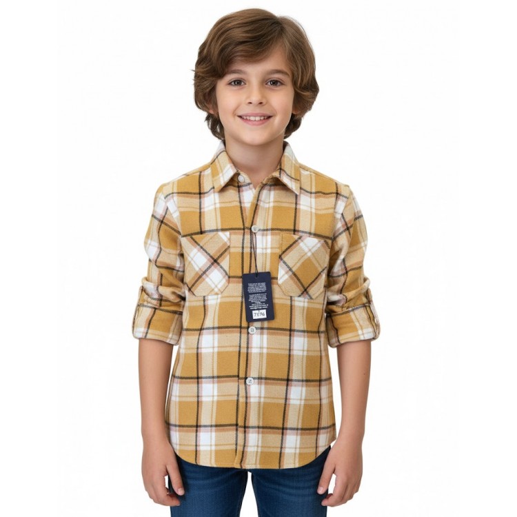 Erkek Çocuk Pamuklu Oduncu Gömlek - Yumuşak Dokulu Kareli Gömlek