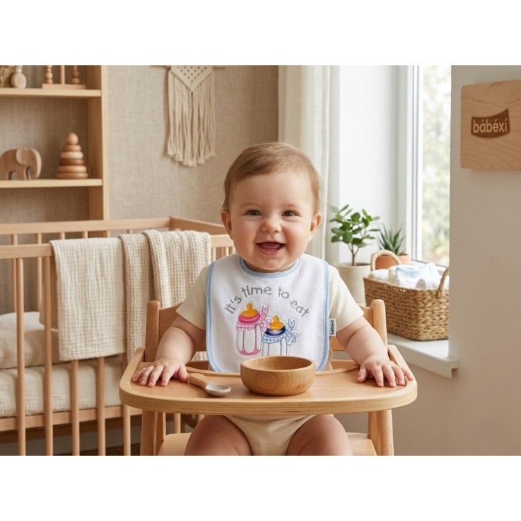 Bebeciden Baskılı  Pamuklu Bebek Mama Önlüğü - Yumuşak Dokulu ve Şık Tasarım