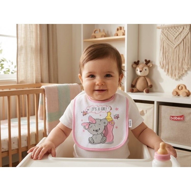 Bebeciden Baskılı  Pamuklu Bebek Mama Önlüğü - Yumuşak Dokulu ve Şık Tasarım