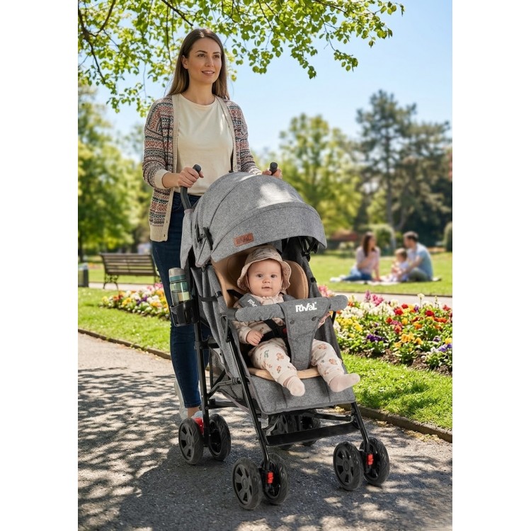 Bebeciden Gri Konfor Tam Yatar Baston  Bebek Arabası – Şıklık ve Rahatlık Bir Arada