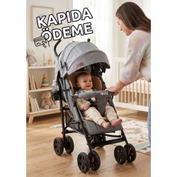 Bebeciden Gri Konfor Tam Yatar Baston  Bebek Arabası – Şıklık ve Rahatlık Bir Arada