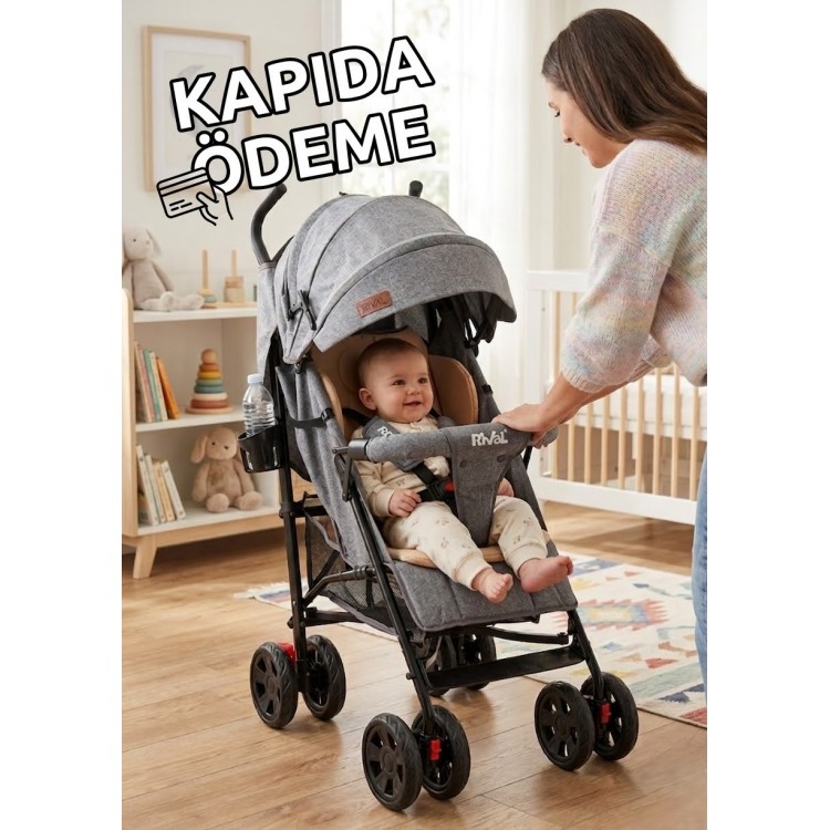 Bebeciden Gri Konfor Tam Yatar Baston  Bebek Arabası – Şıklık ve Rahatlık Bir Arada