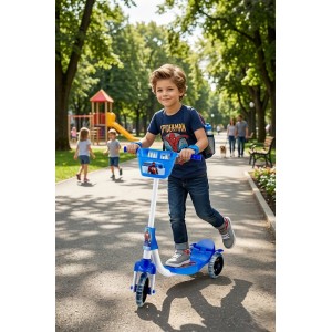 Bebeciden Silikon Tekerli Sepetli Frenli Scooter