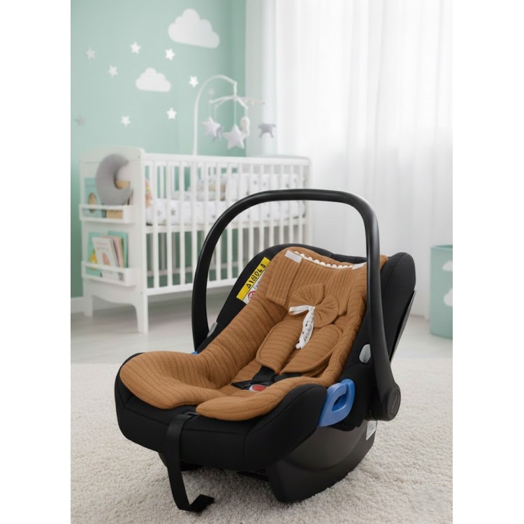 Örgülü Keten Puset Örtüsü - Kahve Renk Ponponlu Bebek Taşıma Örtüsü Örgülü Keten Puset Örtüsü - Kahve Renk Ponponlu Bebek Taşıma Örtüsü