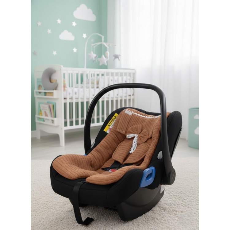 Örgülü Keten Puset Örtüsü - Kiremit Renk Ponponlu Bebek Taşıma Örtüsü Örgülü Keten Puset Örtüsü - Kiremit Renk Ponponlu Bebek Taşıma Örtüsü