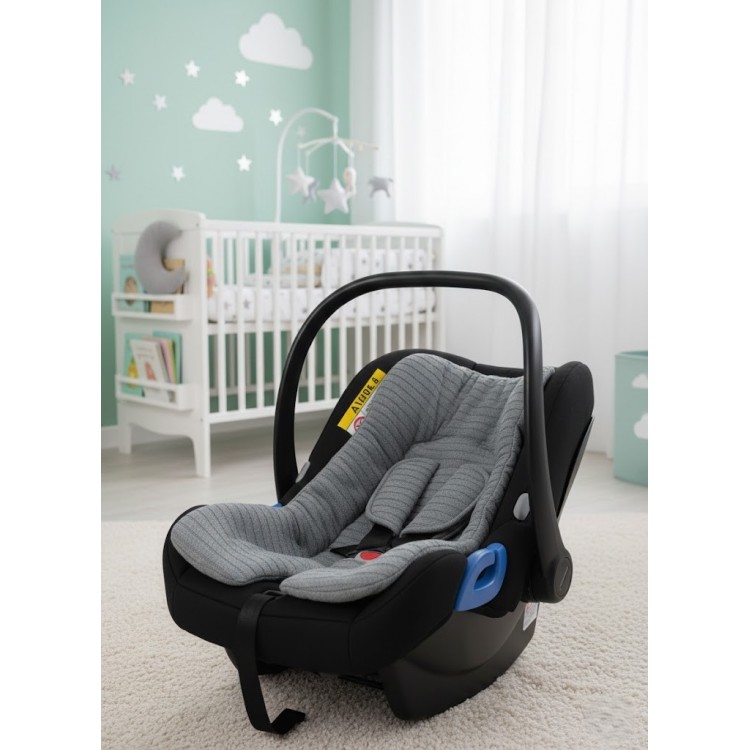 Örgülü Keten Puset Örtüsü - Yeşil Renk Ponponlu Bebek Taşıma Örtüsü