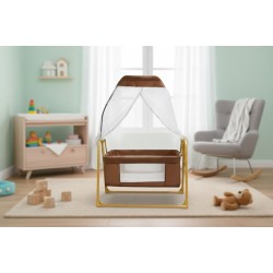 Anne Yanı Sallanır Portatif Beşik Gold Kahve Bebeciden