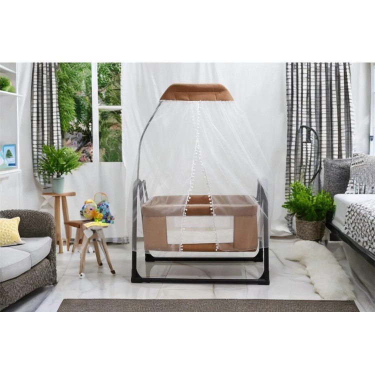 Anne Yanı Sallanır Portatif Beşik Kahve  Bebeciden