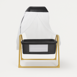 Anne Yanı Sallanır Portatif Beşik Gold Gri Bebeciden