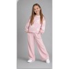 Kız Çocuk Çiçek Desenli Fitilli İkili Takım ( Açık Pembe) 