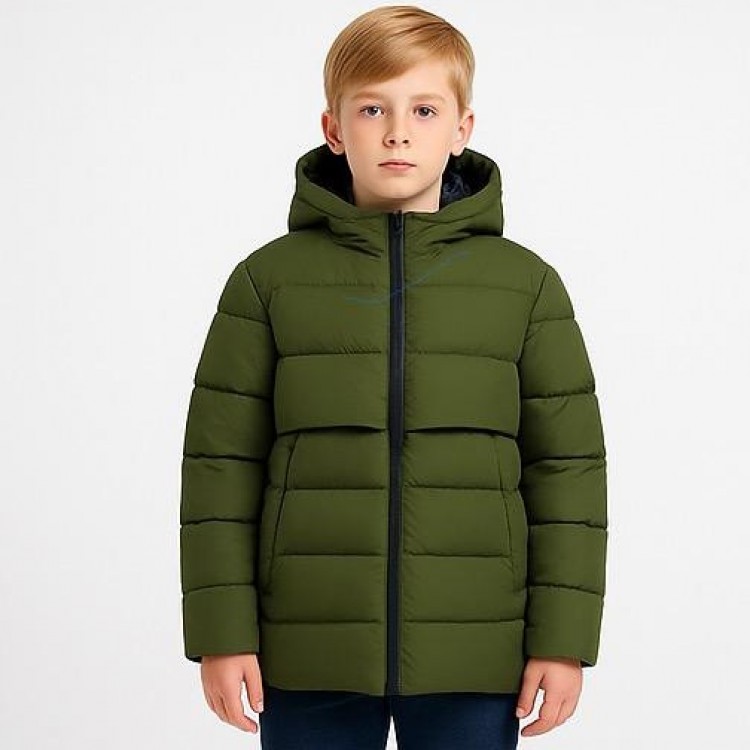 Kapişonlu İçi Polarlı Erkek Montu Yeşil Bebeciden Kapişonlu İçi Polarlı Erkek Montu Yeşil Bebeciden