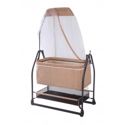 Lentini Roma Anne Yanı Lux Sallanır Tekerlekli Sabitlemeli Cibinlikli Katlanır Portatif Sepet Beşik Hamak