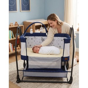 Triesta Anne Yanı (ön kısmı açılır) Sallanır Tekerlekli Sabitlemeli Katlanır Portatif Sepet Beşik Lacivert