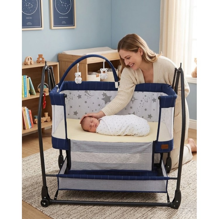 Triesta Anne Yanı (ön kısmı açılır) Sallanır Tekerlekli Sabitlemeli Katlanır Portatif Sepet Beşik Lacivert