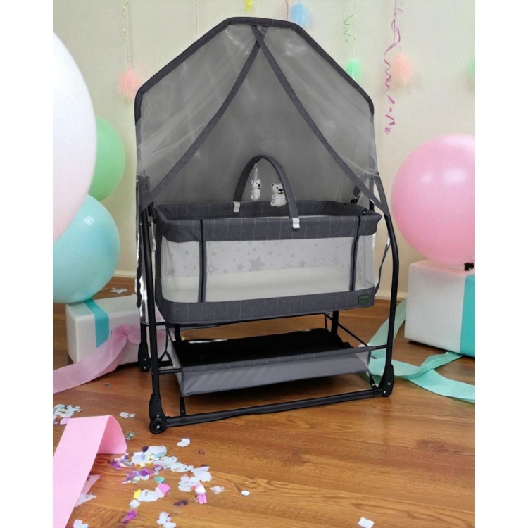 Triesta Anne Yanı (ön kısmı açılır) Sallanır Tekerlekli Sabitlemeli Katlanır Portatif Sepet Beşik Gri Triesta Anne Yanı (ön kısmı açılır) Sallanır Tekerlekli Sabitlemeli Katlanır Portatif Sepet Beşik Gri