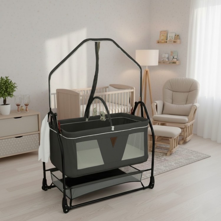 Lüks Fonksiyonel Sallanabilir Portatif Bebek Beşiği - 60x100 cm Büyük Boy