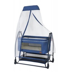 Lentini Monza Anneyanı Lux Tekerlekli Fileli Sabitlemeli Cibinlikli Katlanır Portatif Sepet Beşik