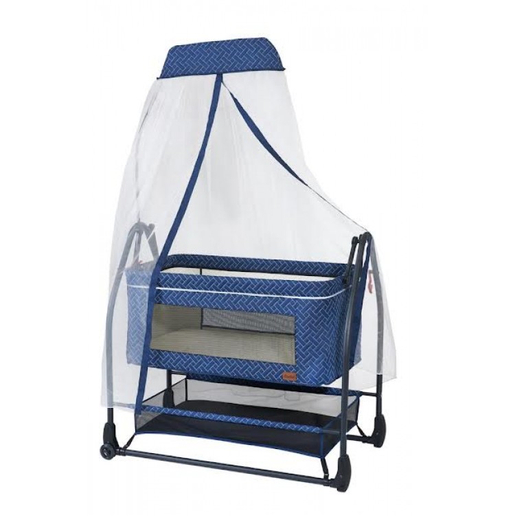 Lentini Monza Anneyanı Lux Tekerlekli Fileli Sabitlemeli Cibinlikli Katlanır Portatif Sepet Beşik