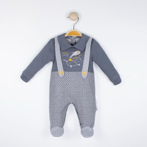 Nono BebeTulum-Balina -Nakışlı Askıl Detaylı Tulum Bebeciden