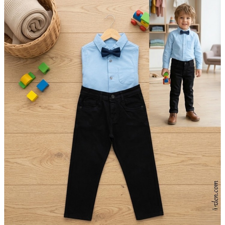 Açık Mavi Oxford Basic Erkek Bebek Gömlek (2-5) Yaş Bebeciden