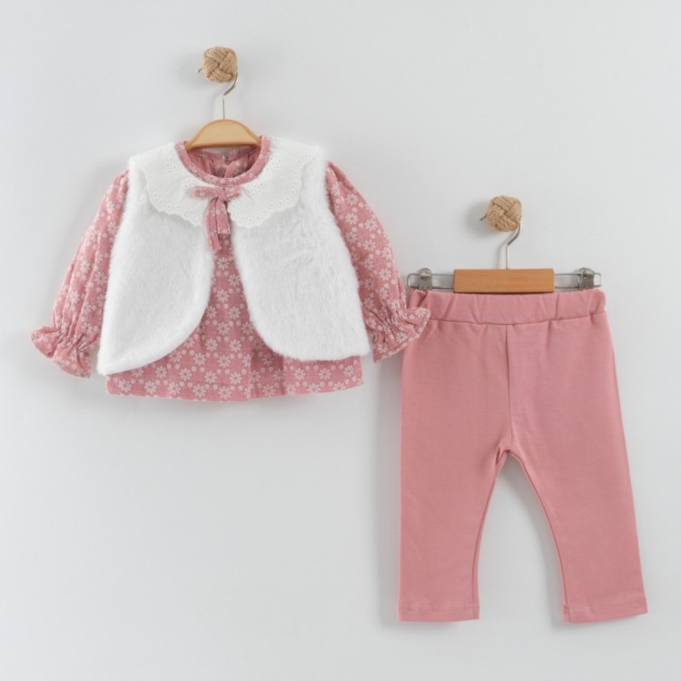 Zero Yelekli Üç Parça (6-18 )Ay Bebe Takımı Bebeciden