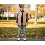 Erkek Çocuk Kolej Ceket Aplike Detaylı Cepli Yuvarlak Yaka Şardonlu Bebeciden