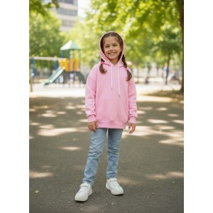 Kız Çocuk Kanguru Cepli Pembe Sweatshirt - Rahat ve Tarz Tasarım