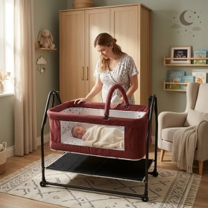 Bebeciden 50x90 Eko Oyuncaklı Sepet Beşik: Hem Ekonomik Hem Sapasağlam! (Bordo)