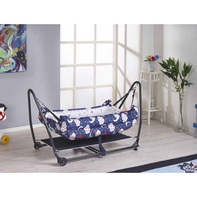 Rumiki Kolay Kurulumlu Lüks Beşik Hamak Bebeciden Laciverd 