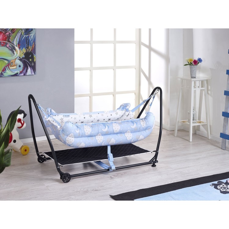 Rumiki Kolay Kurulumlu Lüks Beşik Hamak Bebeciden Mavi