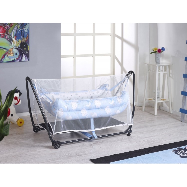 Rumiki Kolay Kurulumlu Lüks Beşik Hamak Bebeciden Mavi