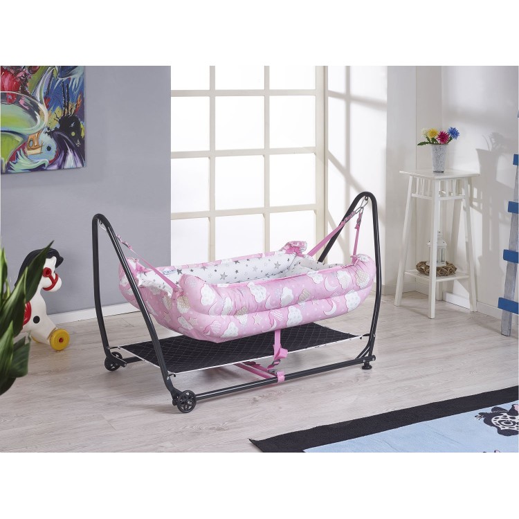 Rumiki Kolay Kurulumlu Lüks Beşik Hamak Bebeciden Pembe Rumiki Kolay Kurulumlu Lüks Beşik Hamak Bebeciden Pembe